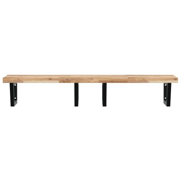 vidaXL Ripiano a Parete per Lavabo in Acciaio e Massello di Acacia