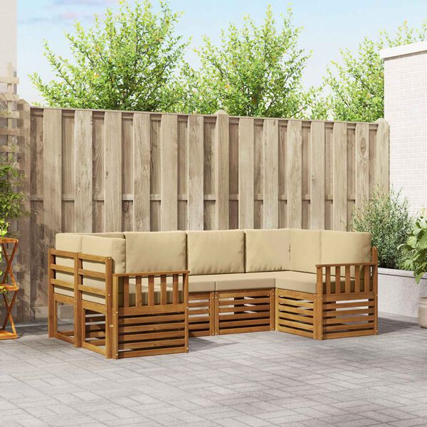 vidaXL Set divano sezionale 6 pcs Naturale Legno di Acacia Massello