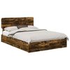 vidaXL Letto con Contenitore con cassetto Rovere fum&eacute; 160 x 200 cm