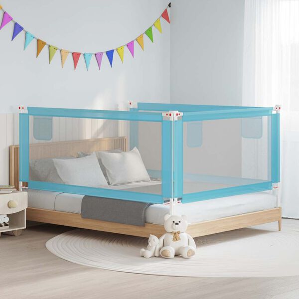 vidaXL Sponda Letto di Sicurezza per Bambini Blu 190x25 cm in Tessuto