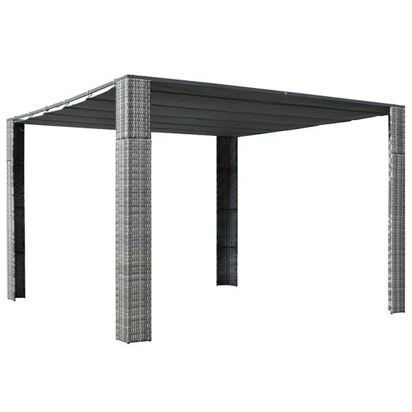 vidaXL Gazebo con Tetto in Polyrattan 300x300x220cm Grigio e Crema