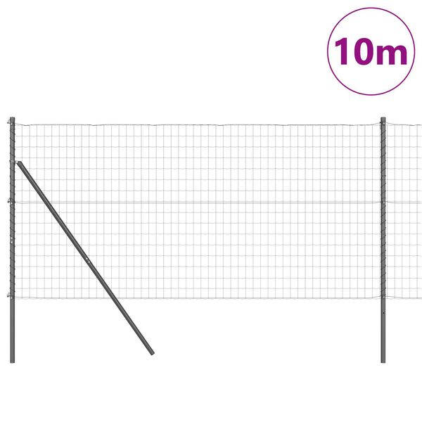 vidaXL Recinzione con Posto Grigio 1 x 10 m Acciaio e PVC