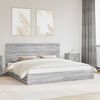 vidaXL Letto con Contenitore con testiera Grigio Sonoma 200 x 200 cm