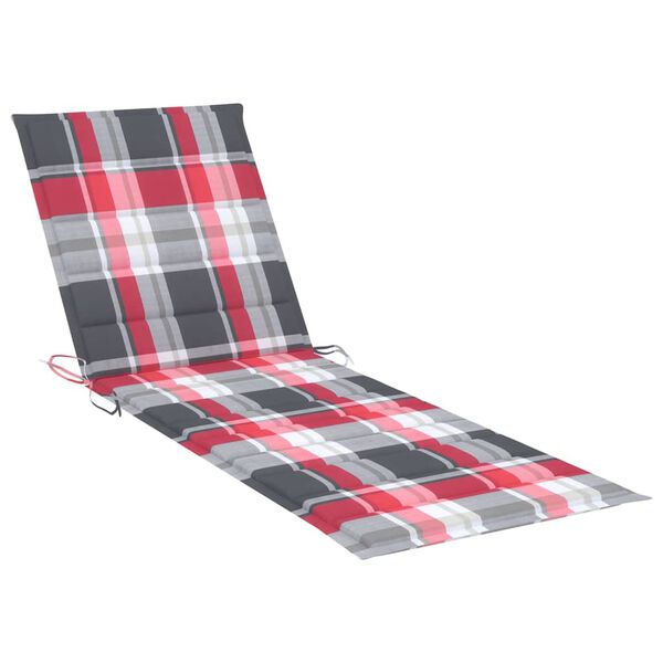 vidaXL Lettino da Giardino con Cuscino Tartan Rosso in Pino Impregnato