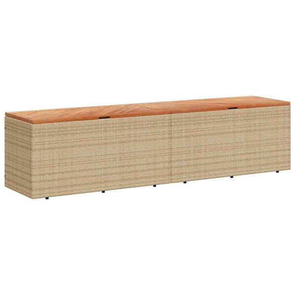 vidaXL Contenitore da Giardino Beige 220x50x54 cm Polyrattan e Acacia
