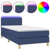 vidaXL Letto a Molle con Materasso e LED Blu 100x200cm in Tessuto