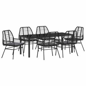 vidaXL Set da Pranzo per Giardino 7 pcs Nero polyrattan
