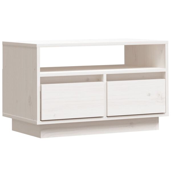 vidaXL Mobile Porta TV Bianco 60x35x37 cm in Legno Massello di Pino