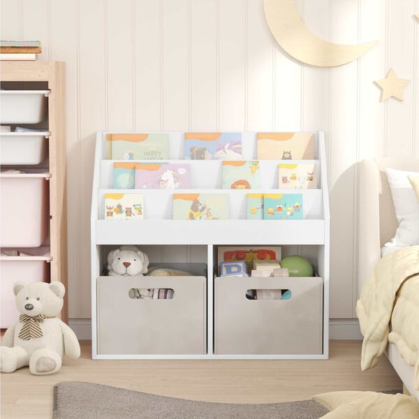 vidaXL Libreria per Bambini Bianco Lucido 72,5 x 29,5 x 69 cm