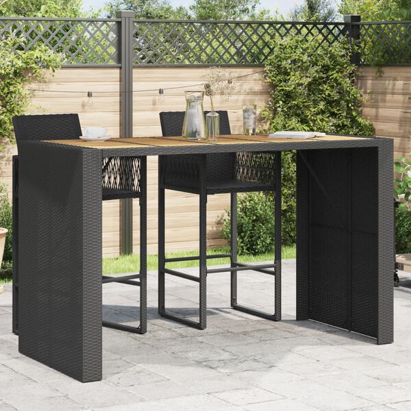vidaXL Tavolo Bar da Giardino Piano in Acacia 185x80x110 cm Polyrattan