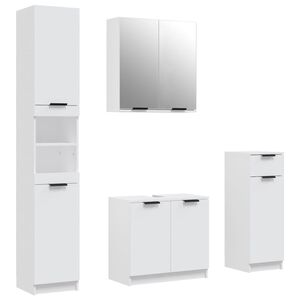 vidaXL Set di Mobili da Bagno 4 pz Bianco in Legno Multistrato