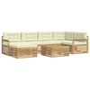 vidaXL Set di divani da esterno con cuscino 7 pcs Bianco e Crema