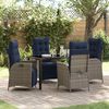 vidaXL Set da Pranzo per Giardino 5 pcs Grigio e Nero Rattan