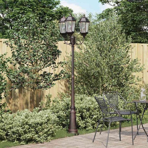 vidaXL Luce da Giardino Bronzo 61 x 53 x 235 cm Alluminio e vetro