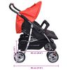 vidaXL Passeggino Gemellare in Acciaio Rosso e Nero