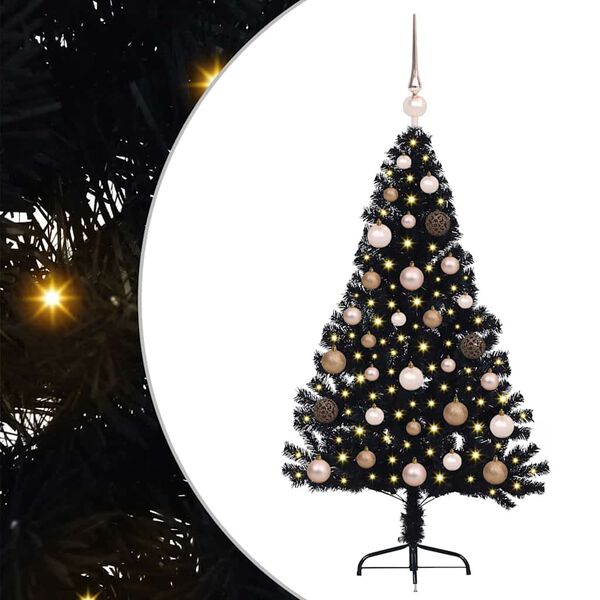 vidaXL Albero di Natale artificiale con luci integrate Nero 120 cm PVC