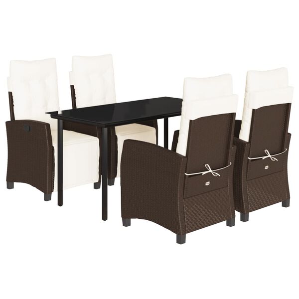 vidaXL Set da Pranzo da Giardino 5pz con Cuscini in Polyrattan Marrone