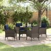 vidaXL Set da Pranzo per Giardino con cuscino 5 pcs Grigio polyrattan