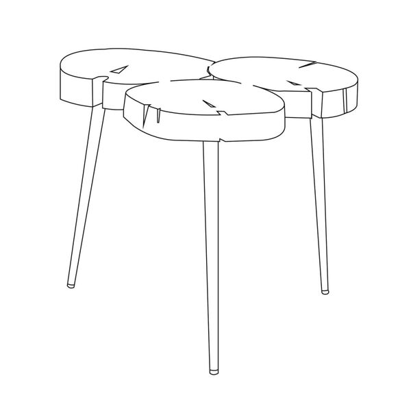 Rousseau Tavolino Jimi 3 Blocchi di Legno