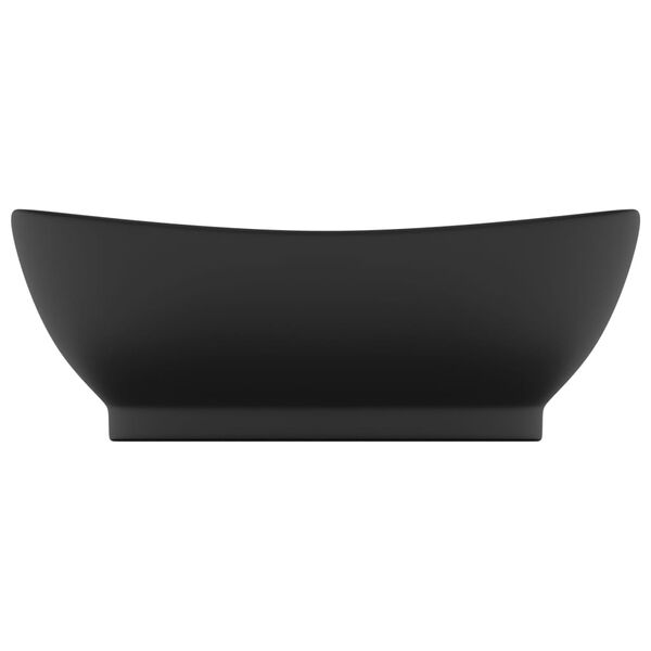 vidaXL Lavandino con Troppopieno Ovale Nero Opaco 58,5x39cm Ceramica