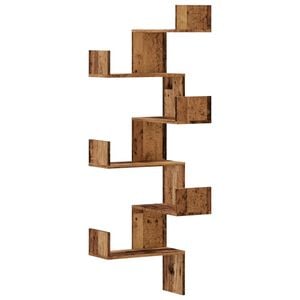 vidaXL Scaffale Angolare Muro Legno Antico 45x45x147 cm Multistrato