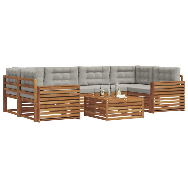 vidaXL Set di divani da esterno 7 pcs Grigio Naturale e Chiaro