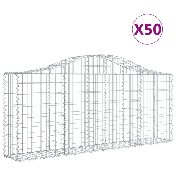 vidaXL Cesti Gabbioni ad Arco 50 pz 200x30x80/100 cm Ferro Zincato
