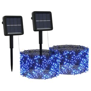 vidaXL Luci Solari Fatate 2 pz 2x200 LED Blu Interni Esterni