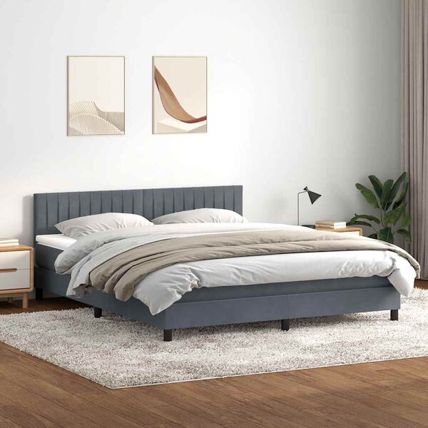 vidaXL Letto a Molle con Materasso e LED Grigio Scuro 180x210 cm Velluto