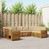 vidaXL Set divani 9 pcs Naturale e Beige Legno di Acacia Massello