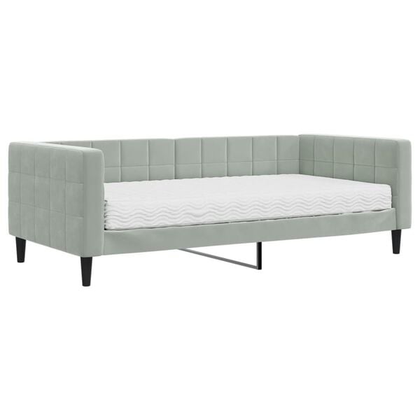 vidaXL Divano Letto con Materasso Grigio Chiaro 90x190 cm in Velluto