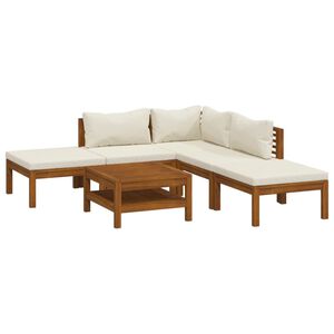 vidaXL Set Divani da Giardino 6 pz con Cuscini Crema in Legno Acacia