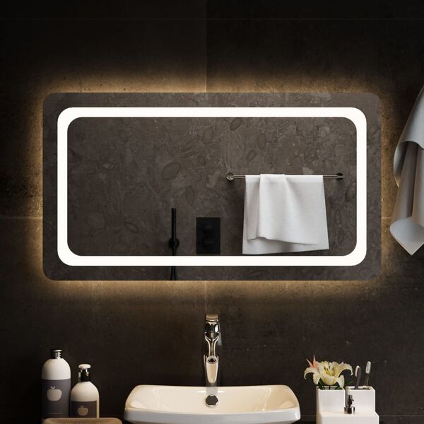 vidaXL Specchio da Bagno con Luci LED 90x50 cm