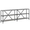 vidaXL Tavolino Grigio Sonoma 200x30x75cm in Legno Multistrato e Ferro
