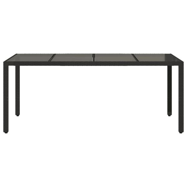 vidaXL Tavolo da Giardino Piano in Vetro Nero 190x90x75 cm Polyrattan