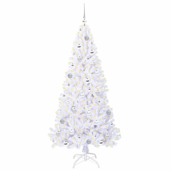 vidaXL Albero di Natale artificiale Bianco 180 cm PVC e Acciaio