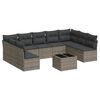 vidaXL Set Divano da Giardino 10 pz con Cuscini Grigio in Polyrattan