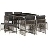 vidaXL Set da Pranzo da Giardino 9 pz con Cuscini in Polyrattan Grigio