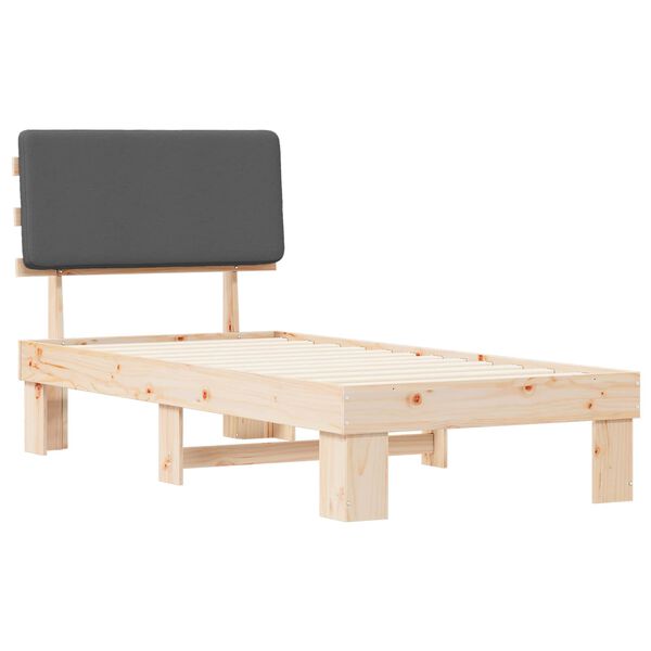 vidaXL Letto con Testiera Rivestita Grigio scuro 90 x 190 cm