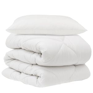 vidaXL Piumone con cuscino 2 pcs Bianco Microfibra