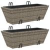 vidaXL Fioriere con Ganci 2 pz Grigie in Polyrattan
