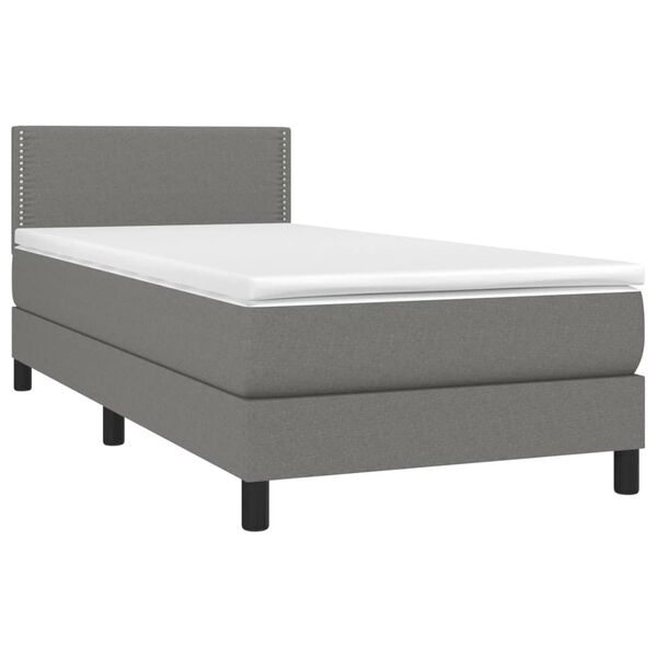 vidaXL Letto a Molle Materasso e LED Grigio Scuro 90x200 cm in Tessuto