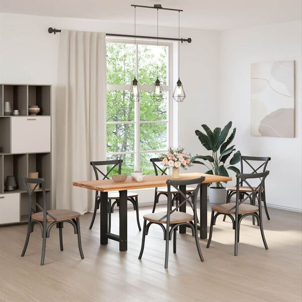 vidaXL Gambe per tavolo da pranzo nere 2 pz 50x(72-73) cm in acciaio