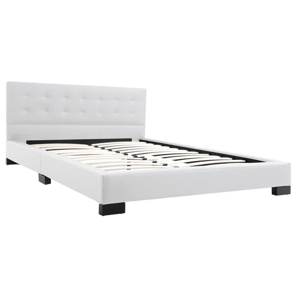 vidaXL Letto con Materasso Memory Foam Bianco in Similpelle 140x200 cm