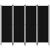vidaXL Paravento a 4 Pannelli Nero 200x180 cm