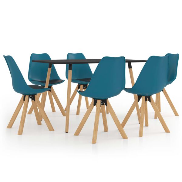 vidaXL Set da Pranzo 7 pz Turchese e Nero