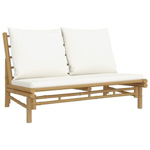 vidaXL Panca da Giardino con Cuscini Bianco Crema in Bamb&ugrave;