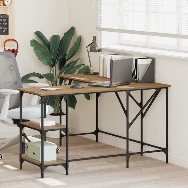 vidaXL Scrivania Rovere artigianale 139 x 139 x 75 cm