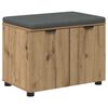vidaXL Panca per scarpe con cuscino Rovere Artigianale 60 x 38 x 46 cm
