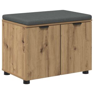 vidaXL Panca per scarpe con cuscino Rovere Artigianale 60 x 38 x 46 cm